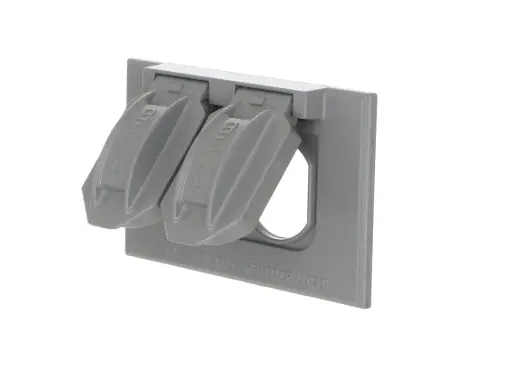 TAPA ALUMINIO 2X4" A PRUEBA DE AGUA PARA TOMACORRIENTE DOBLE, HORIZONTAL, BELL OUTDOOR