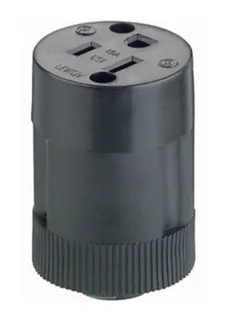 TOMACORRIENTE COLGANTE 15A, 125V, 2P-3H, 5-15R, NEGRA, LEVITON