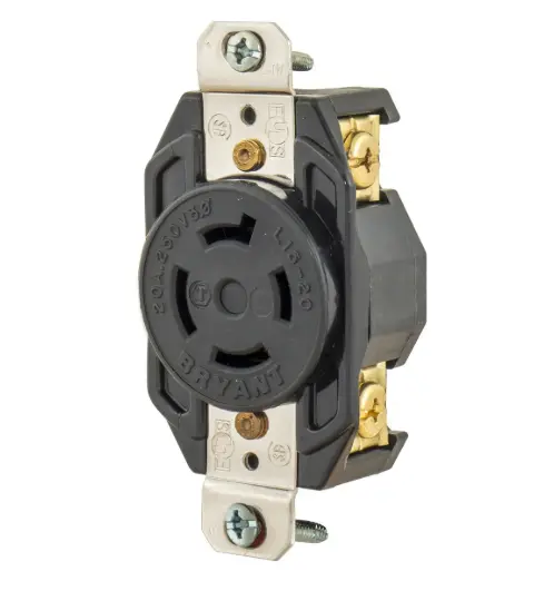 RECEPTÁCULO DE BLOQUEO EMPOTRABLE INDUSTRIAL L15-20R, 20A 250V TRIFÁSICO DELTA, BRYANT