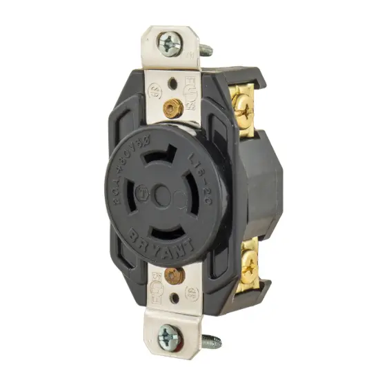 RECEPTÁCULO DE BLOQUEO INDUSTRIAL EMPOTRABLE L16-20R, 20A 480V TRIFÁSICO DELTA, BRYANT