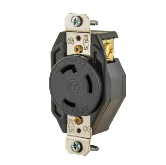 RECEPTÁCULO DE BLOQUEO EMPOTRABLE INDUSTRIAL L6-30R, 30A 250V, BRYANT 