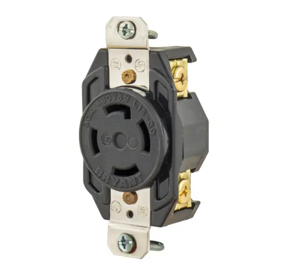 RECEPTÁCULO DE BLOQUEO EMPOTRABLE INDUSTRIAL L16-30R, 30A 480V TRIFÁSICO DELTA, BRYANT