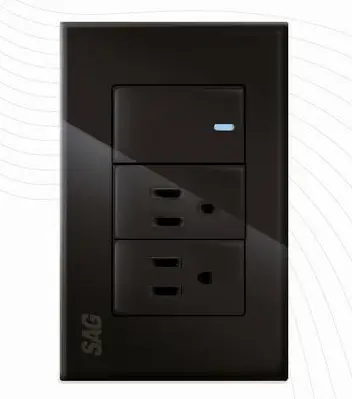 APAGADOR DOBLE Y CONTACTO SENCILLO CON TAPA, SAGELECTRIC