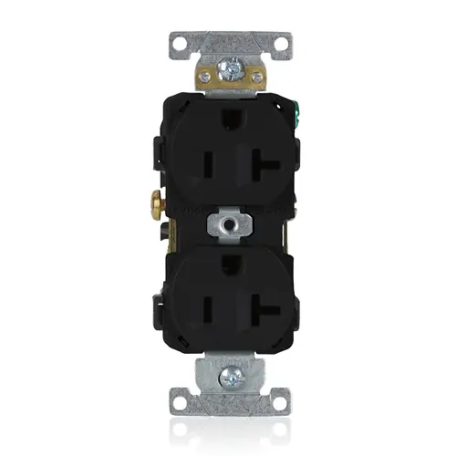 TOMACORRIENTE DOBLE, 20A, 125V, 5-20R, 2P-3H, PUESTA A TIERRA, LEVITON
