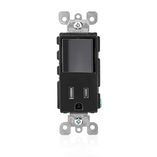 APAGADOR CON TOMACORRIENTE DECORA 15A, 120V, 5-15R, CONEXIÓN A TIERRA, LEVITON