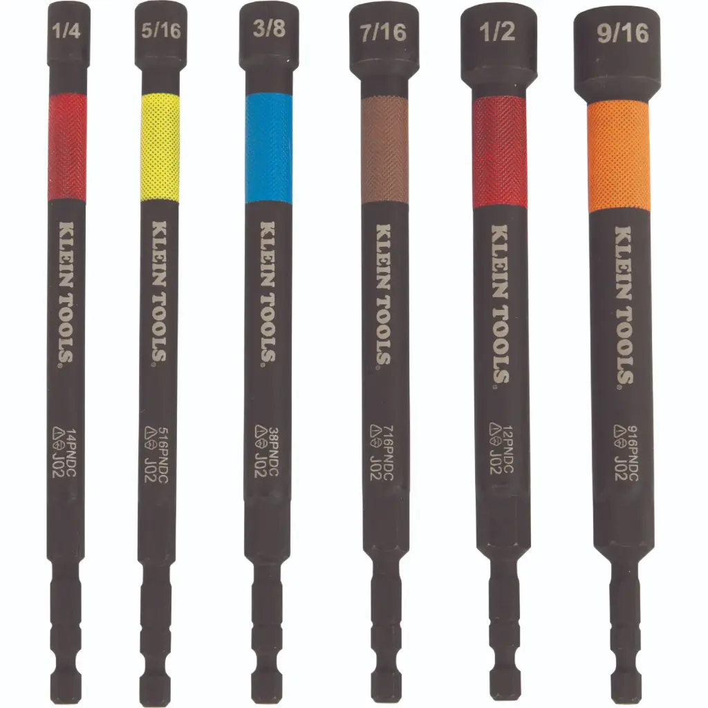JUEGO DE MONTADORES DE TUERCAS ELÉCTRICOS CODIFICADOS POR COLOR Y MAGNÉTICOS, 6 PIEZAS KLEINTOOLS