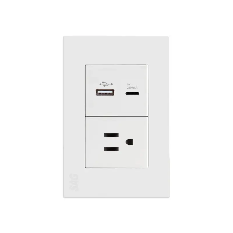 CONTACTO SENCILLO CON CARGA USB Y TIPO C CON TAPA, SAGELECTRIC