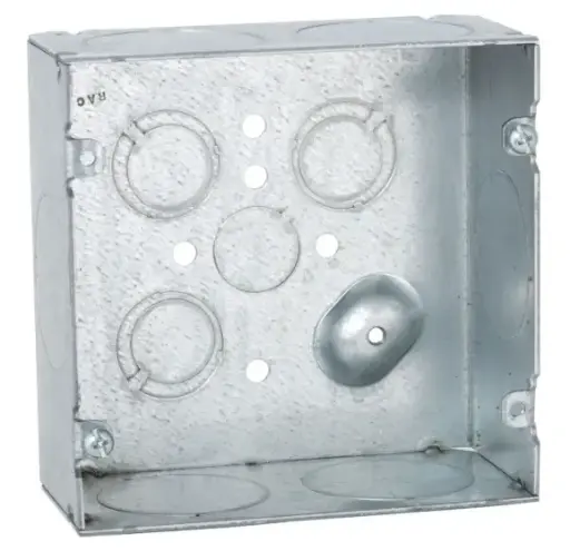 [C55-114] CAJA GALVANIZADA 4 11/16" (5X5"), 2 1/8" PROF, KO 1/2", 1 1/4" Y 1/2-3/4", TIERRA ELEVADA, RACO