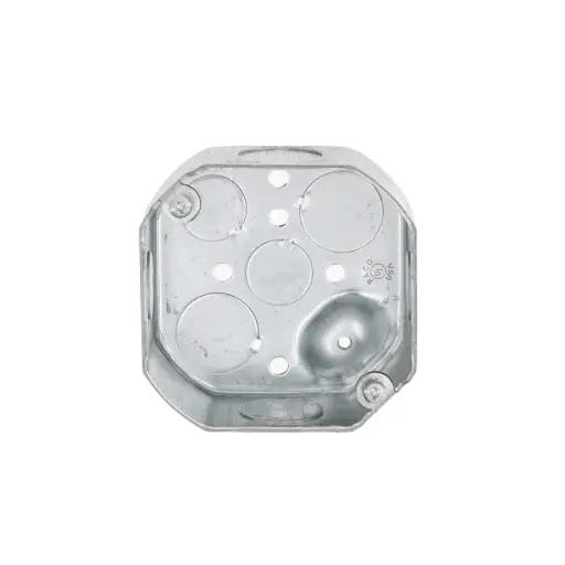 [CA34] CAJA GALVANIZADA OCTAGONAL 4", 1 1/2" PROF, KO 1/2" Y 3/4", TIERRA ELEVADA, RACO