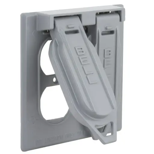[T44-PA2T] TAPA ALUMINIO 4X4" PARA INTEMPERIE PARA 2 TOMACORRIENTES DOBLES, BELL OUTDOOR