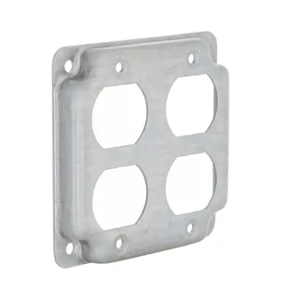 [T44-2TD] TAPA GALVANIZADA 4X4" PARA 2 TOMACORRIENTES DOBLES, RACO