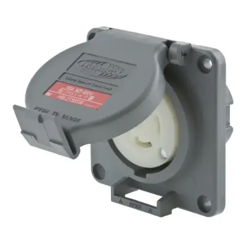 [HBL2730SW] RECEPTÁCULO DE BLOQUEO EMPOTRABLE INDUSTRIAL L16-30R, 30A 480V TRIFÁSICO DELTA, A PRUEBA DE AGUA, WDK