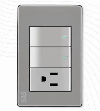 APAGADOR DOBLE Y CONTACTO SENCILLO CON TAPA, SAGELECTRIC