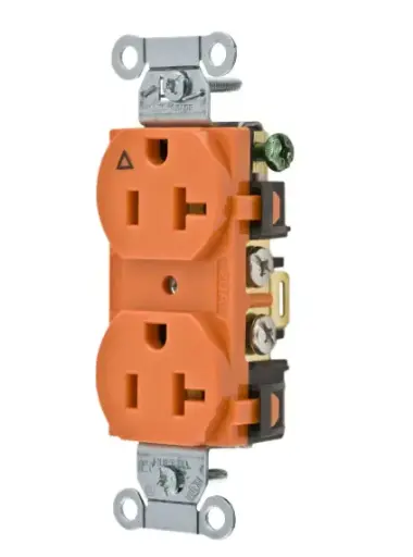 [IG20CR] TOMACORRIENTE DOBLE 20A, 125V, 2P-3H, 5-20R, CONEXIÓN A TIERRA, ANTICORROSIVO, NARANJA, WDK