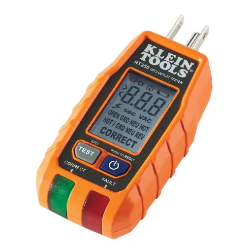 [RT250] PROBADOR DE RECEPTÁCULO GFCI CON PANTALLA KLEIN