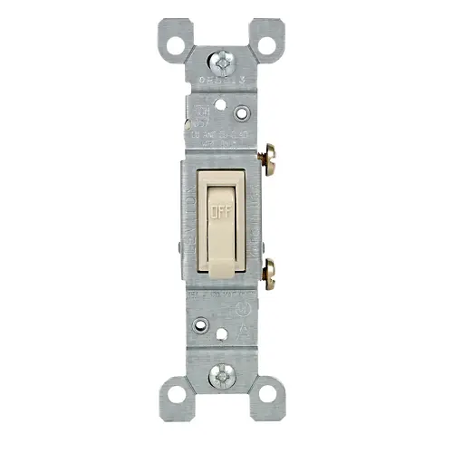 APAGADOR SENCILLO DE PALANCA 15A, 120V, SIN CONEXIÓN A TIERRA, LEVITON
